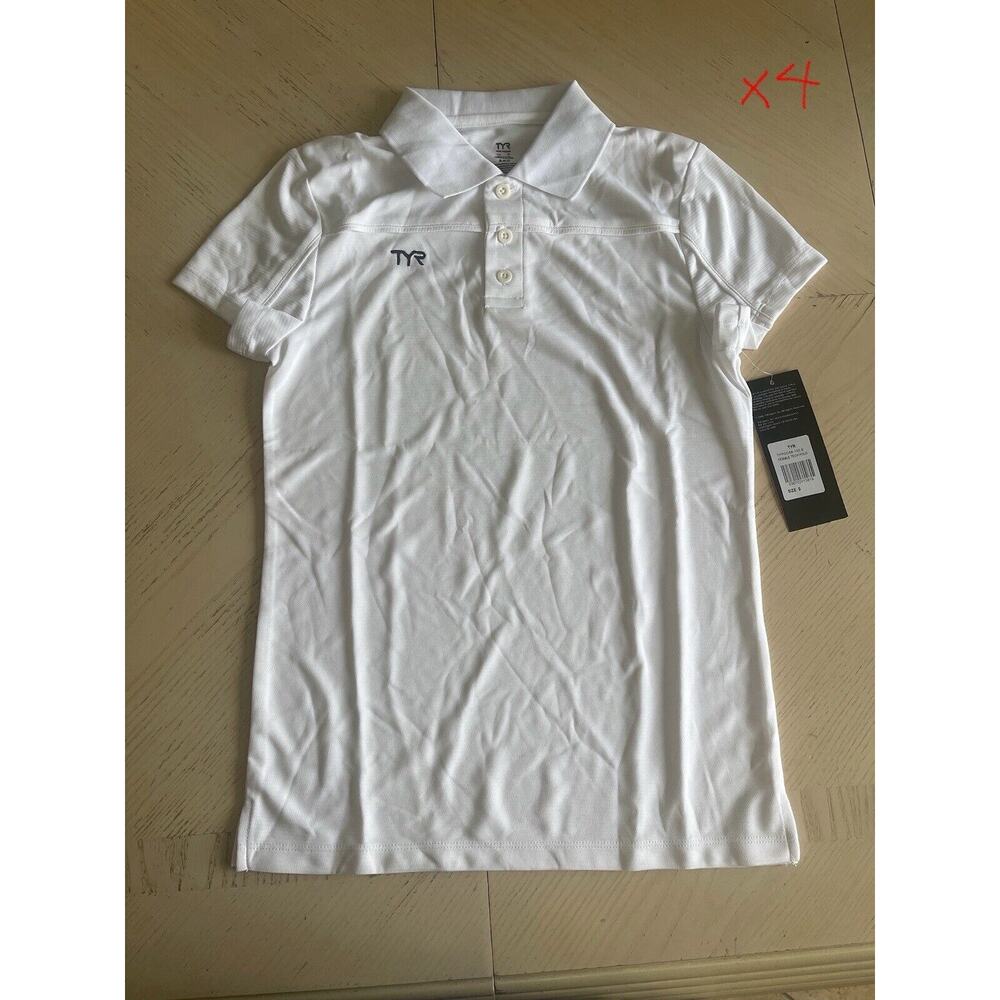 TYR Female Tech White Polo Women's Size S Short Sleeve Lightweight Shirt x 2